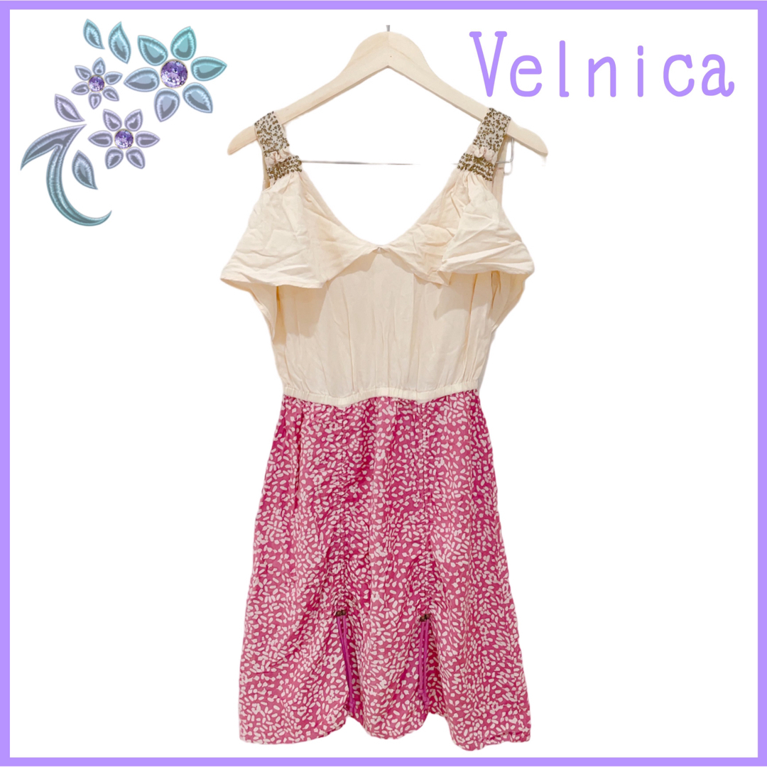 Velnica】ノースリーブ ワンピース チュニック ビジュー の通販 by