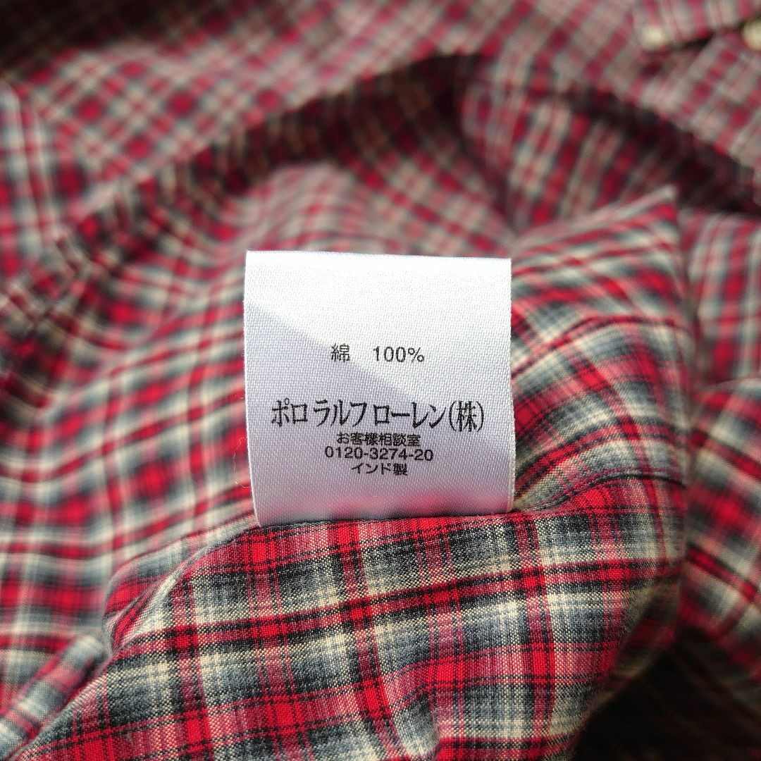 ラルフローレン インド製 マドラスチェック ポニー刺繡 長袖 ボタンダウンシャツ 7