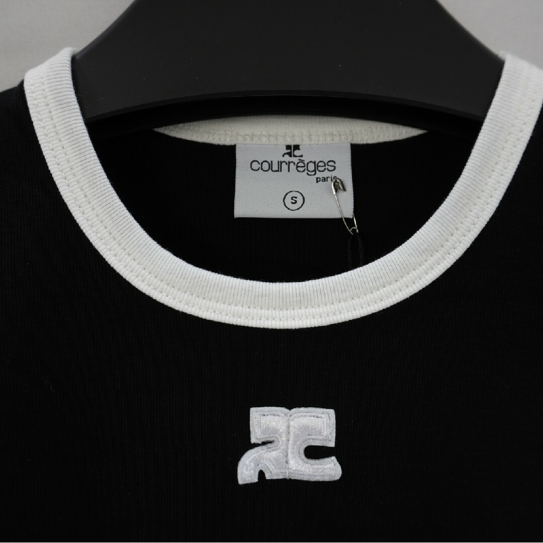 Courreges - courreges コットンリブコントラスト Tシャツ ロゴ 