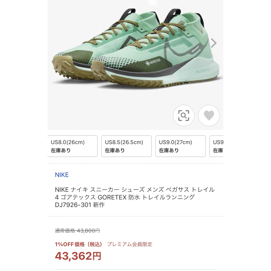 NIKE - ナイキ リアクト ペガサス トレイル 4 ゴア-テックス 29.5cmの