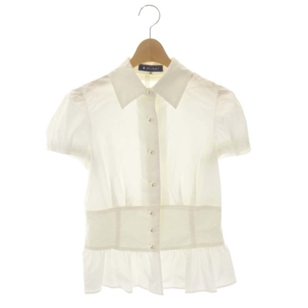 エムズグレイシー パールボタン ブラウス シャツ 半袖 ペプラム 40 白 | フリマアプリ ラクマ
