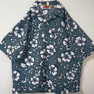 koalaroo メンズシャツ 片胸ポケット XXL 総柄 フラワー グレー系(シャツ)