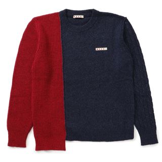 マルニ MARNI 【大人もOK】キッズ セーター アシンメトリー  ニットカラーブロック ロゴ 長袖 2023年秋冬新作 M00963 M00R3 0M534