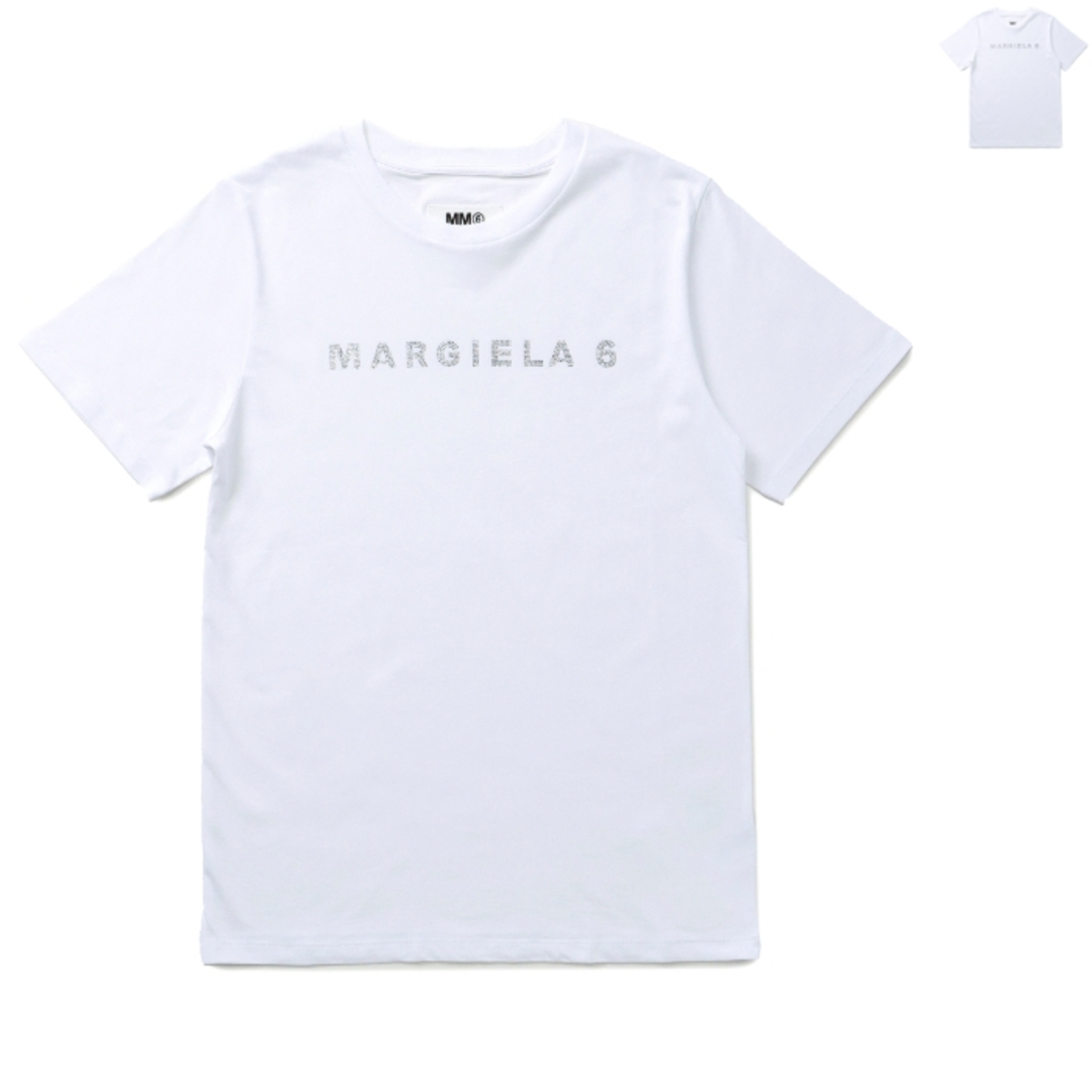 エム エム シックス メゾン マルジェラ MM6 MAISON MARGIELA 【大人もOK】キッズ Tシャツ オーバーサイズ 半袖 ロゴ ラインストーン ロング丈 ショートスリーブシャツ 2023年秋冬新作 M60410 MM040669cm袖丈