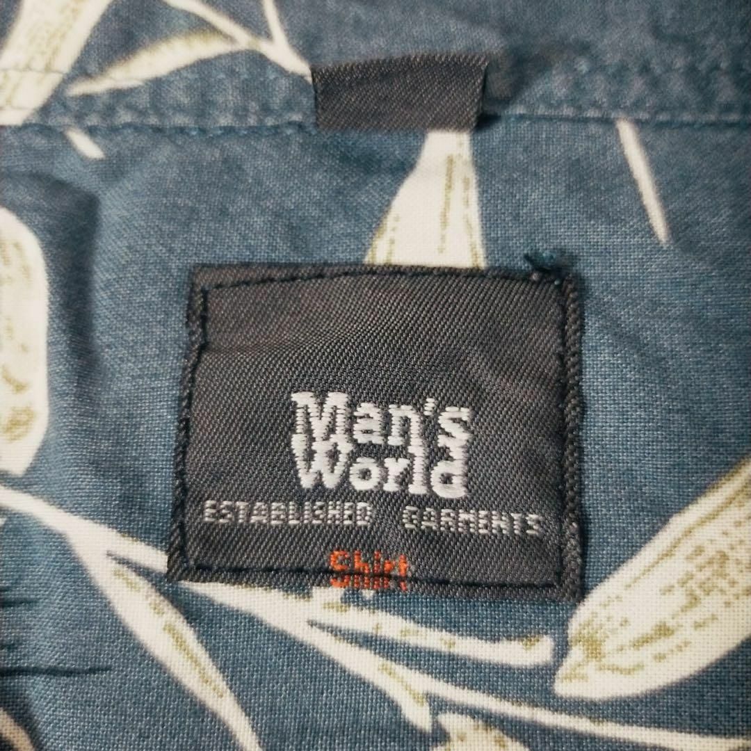 Man’s World 半袖シャツ 総柄ブルーグレー 片胸ポケ004/41/42 メンズのトップス(Tシャツ/カットソー(半袖/袖なし))の商品写真