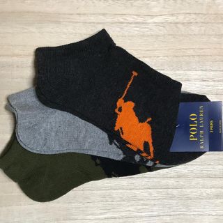 ラルフローレン(Ralph Lauren)のラルフローレンアンクルソックスビッグポニーカーキグレーブラック3足セット【希少】(ソックス)