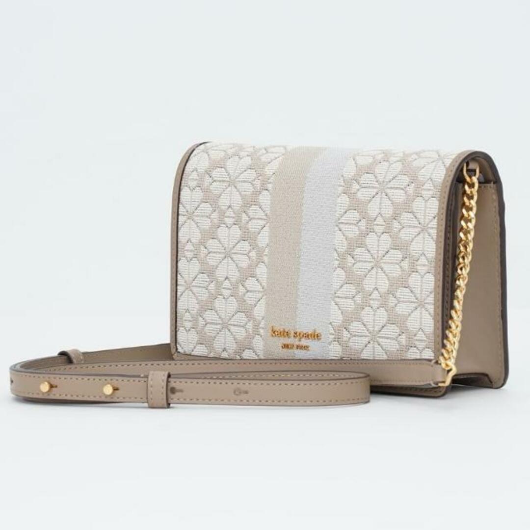 kate spade NEW YORK(ケイトスペード) PWR00447 SPADE FLOWER JACQUARD STRIPE wallet on chain Natural Multiバッグ