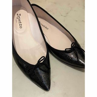 レペット(repetto)のrepetto レペット ブラック ラメ パンプス　38(バレエシューズ)