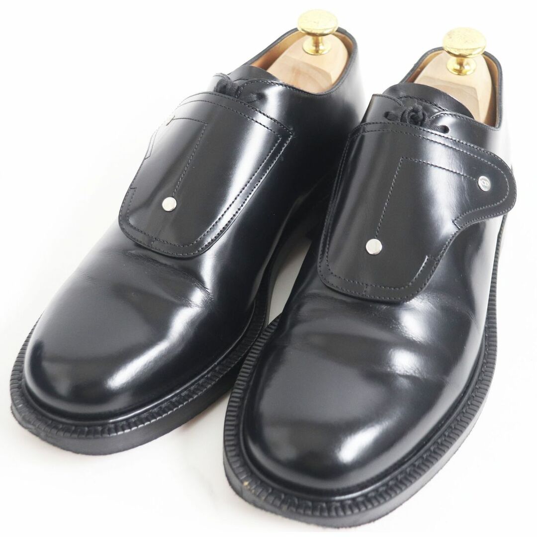 良品□DIOR/ディオール オム EVIDENCE SADDLE MONK サドルモンク レースアップ プレーントゥ レザーシューズ ブラック 40 イタリア製 箱付