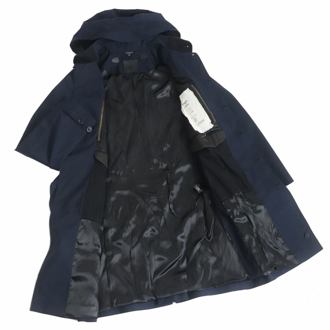 極美品□NORWEGIAN RAIN/ノルウェージャンレイン RAINCHO レインチョ カシミヤ使い フライフロント 比翼 フーデッドコート 紺 M 正規品
