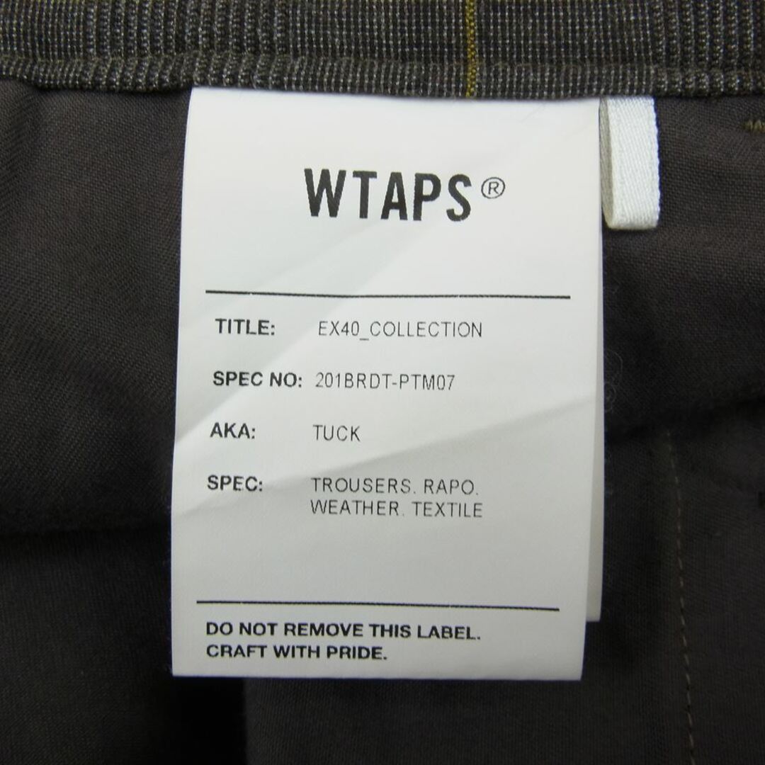 WTAPS ダブルタップス 20SS 201BRDT-PTM07 TUCK TROUSERS TEXTILE タック トラウザーズ テキスタイル パンツ ブラウン系 02【美品】 4