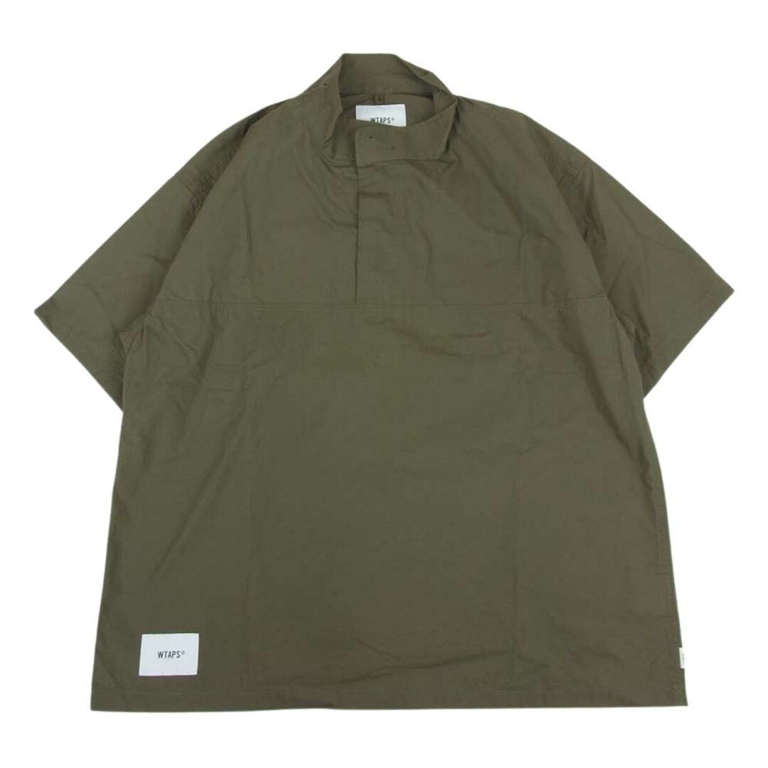 WTAPS ダブルタップス 22SS 221WVDT-SHM08 CHIT SS COTTON WEATHER ボックスシルエット スタンドカラー ウェザー チット 半袖 シャツ オリーブ系 03