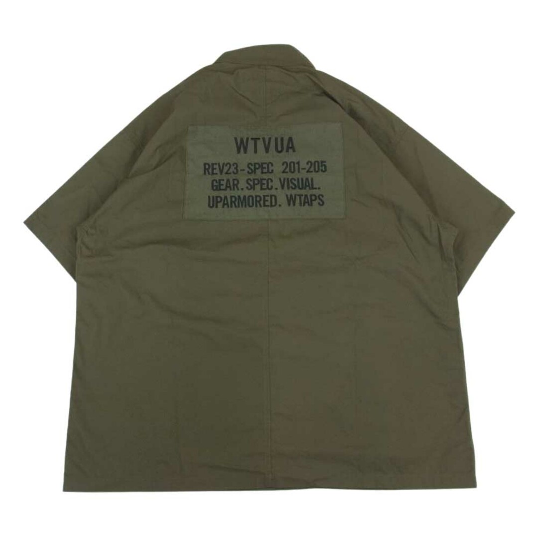 WTAPS ダブルタップス 22SS 221WVDT-SHM08 CHIT SS COTTON WEATHER ボックスシルエット スタンドカラー ウェザー チット 半袖 シャツ オリーブ系 03