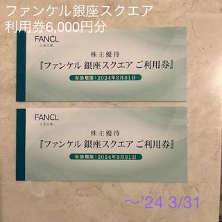 ファンケル(FANCL)の専用出品■ファンケル銀座スクエア利用券6,000円■'24 3/31迄(ショッピング)