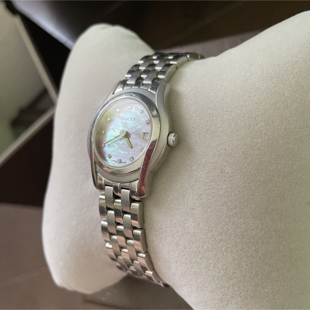 Gucci - GUCCI 腕時計 レディース ピンクシェル 5500L 11Pダイヤの通販