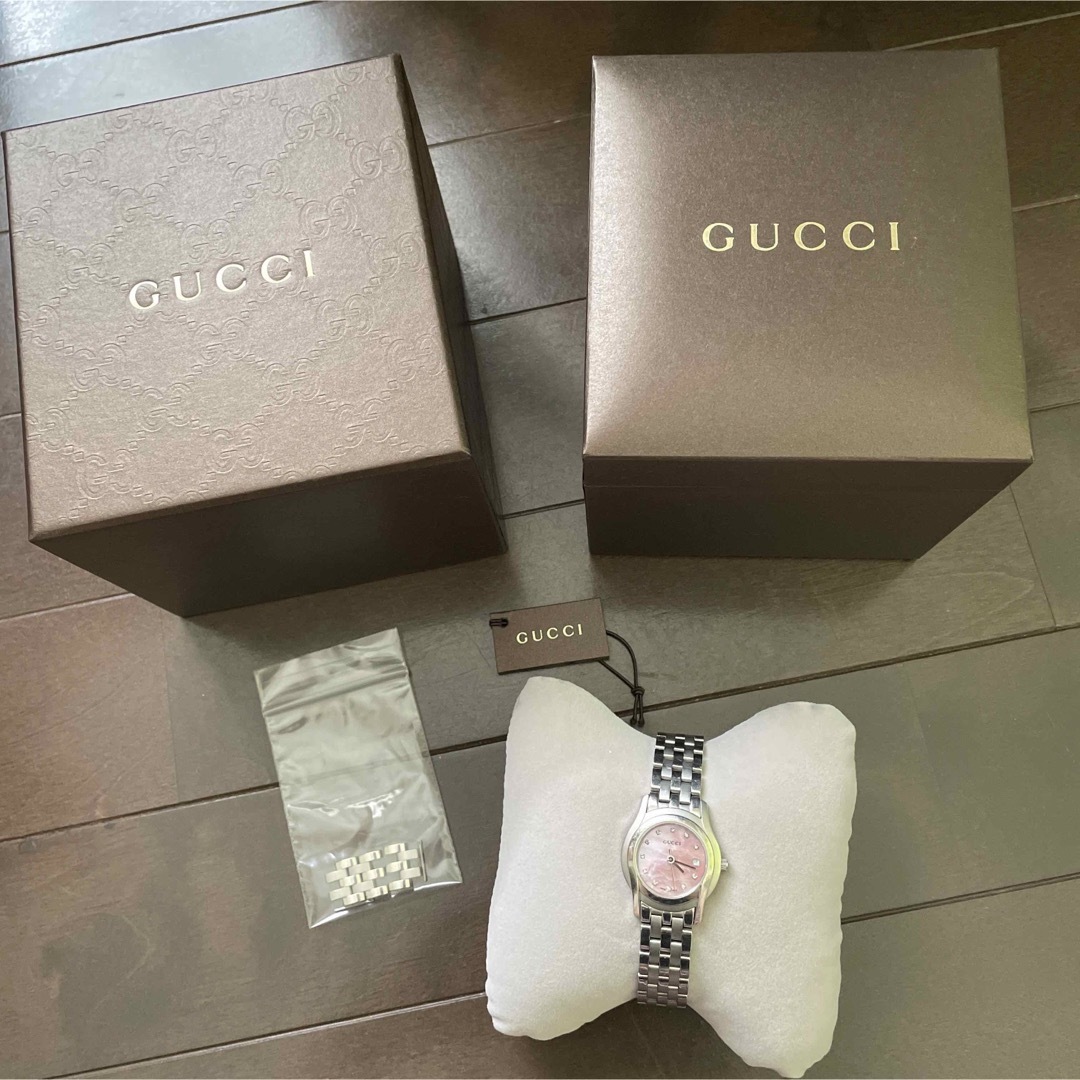 Gucci - GUCCI 腕時計 レディース ピンクシェル 5500L 11Pダイヤの通販