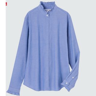 ユニクロ(UNIQLO)のUNIQLOコットンフリルシャツ(カットソー(長袖/七分))