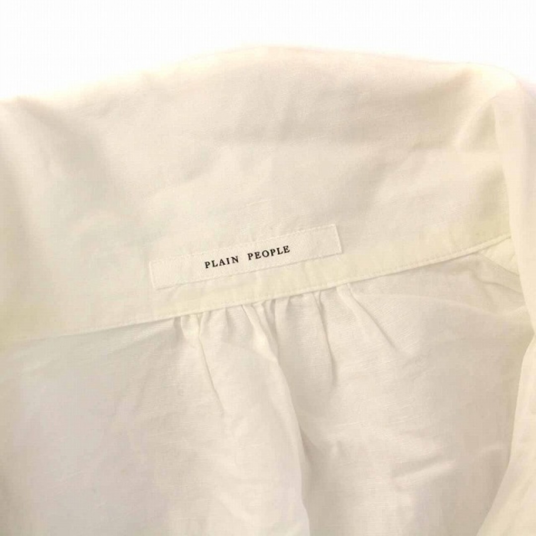 プレインピープル シアー シャツ ブラウス スキッパー リネン混 七分袖 9 白