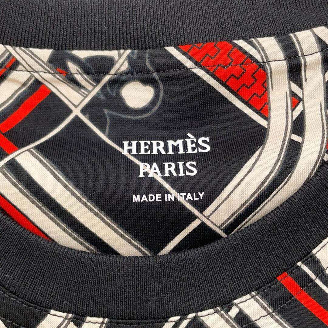 エルメス Tシャツ 無秩序・エ・シェーヌ コットン レディースサイズ40 HERMES トップス 黒