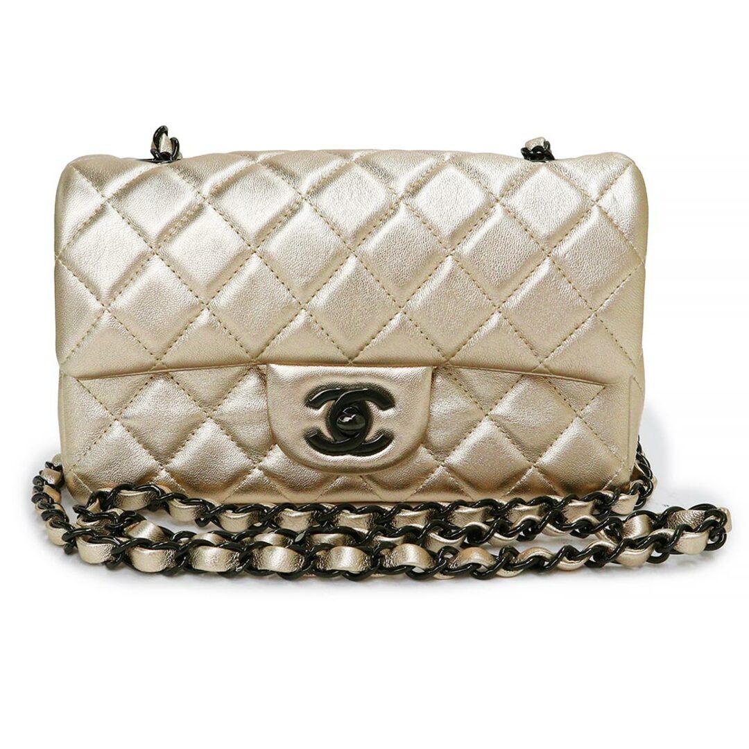 商品説明シャネル CHANEL マトラッセ 20 ミニ フラップ チェーン ショルダーバッグ 斜め掛け メタリック ラムスキン レザー シャンパンゴールド ブラック金具 A69900（未使用　展示品）