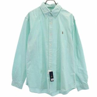 ラルフローレン(Ralph Lauren)の未使用 ラルフローレン ギンガムチェック 長袖 ボタンダウンシャツ XL グリーン×ホワイト RALPH LAUREN ロゴ刺繍 メンズ 【中古】  【230802】 メール便可(シャツ)