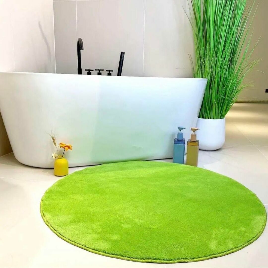 ⭐️おしゃれなインテリアに⭐️ラウンド型　円形ラグ　140cm グリーン　丸型 キッズ/ベビー/マタニティの寝具/家具(フロアマット)の商品写真