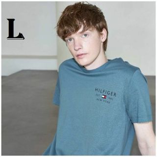 トミーヒルフィガー(TOMMY HILFIGER)のこの夏の定番　スモールロゴTシャツ ブルー Lサイズ(Tシャツ/カットソー(半袖/袖なし))