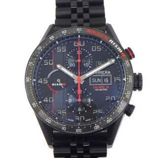 タグホイヤー(TAG Heuer)の【★最終お値引き品】 タグ・ホイヤー TAG Heuer 腕時計 カレラ キャリバー16 日産ニスモ限定 CV2A82.FC6237 デイデイト カレンダー クロノグラフ 裏スケ グレー/レッドライン ブラック文字盤 黒 チタン セラミック SS 自動巻き 【箱・保付き】 【中古】(腕時計(アナログ))