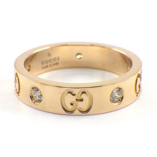 グッチ(Gucci)のグッチ GUCCI リング アイコン 152046 J8540 5702 インターロッキングG GG ロゴ 5ポイント ダイヤモンド 0.15ct K18PG 7.5号 / #8 【中古】(リング(指輪))