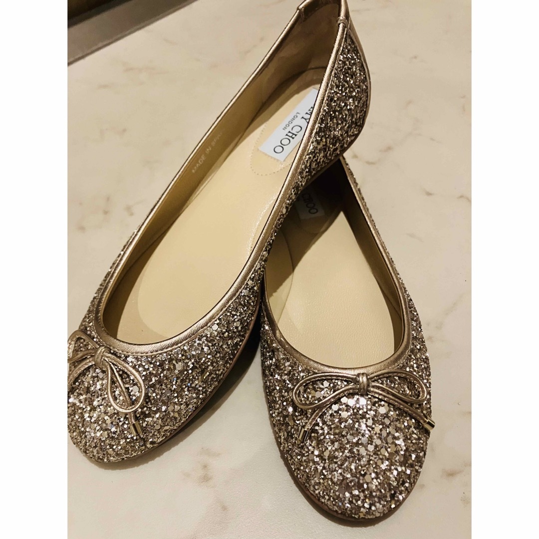 JIMMY CHOO ジミーチュウ パンプス 36.5 ゴールドラメ-