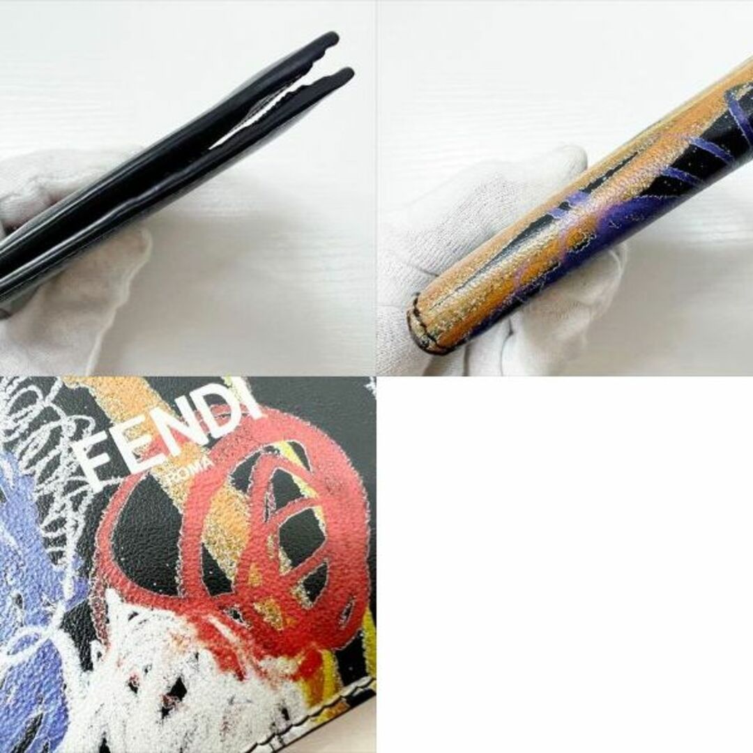 美品 フェンディ コラボ ロゴ グラフィティ 二つ折り財布 札入れ マルチ