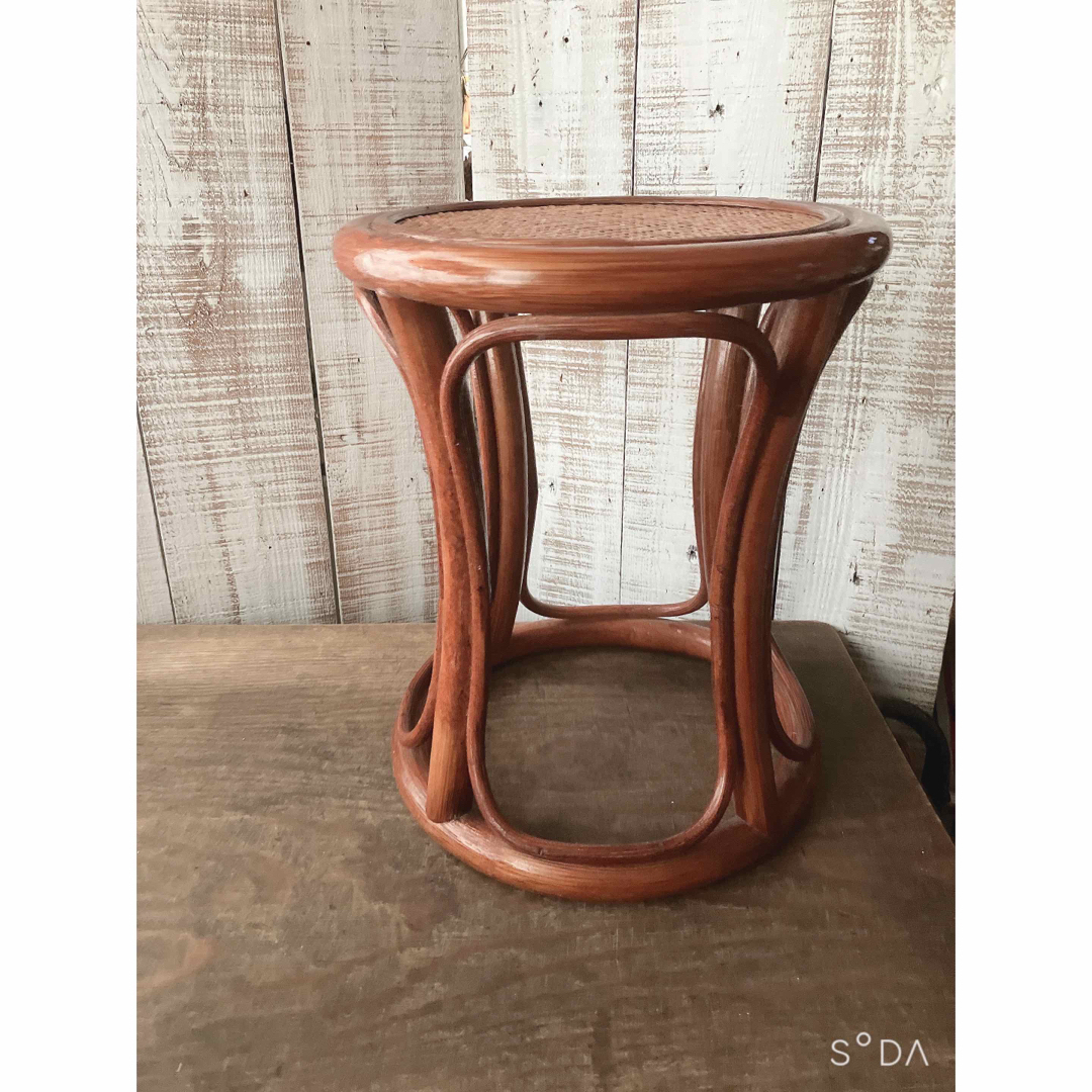 古道具　籐製品　丸椅子　スツール 2
