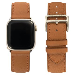 アップルウォッチ(Apple Watch)のApple Watch レザーバンド　41 45 44 49 ブラウン　茶色(レザーベルト)