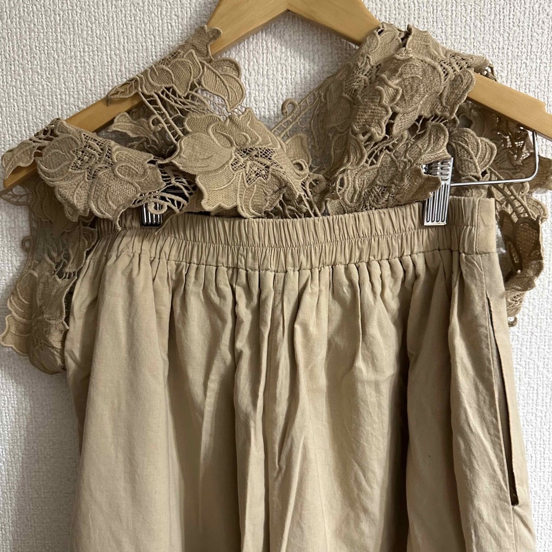 AMERI vintage モチーフレースサスペンダーパンツ