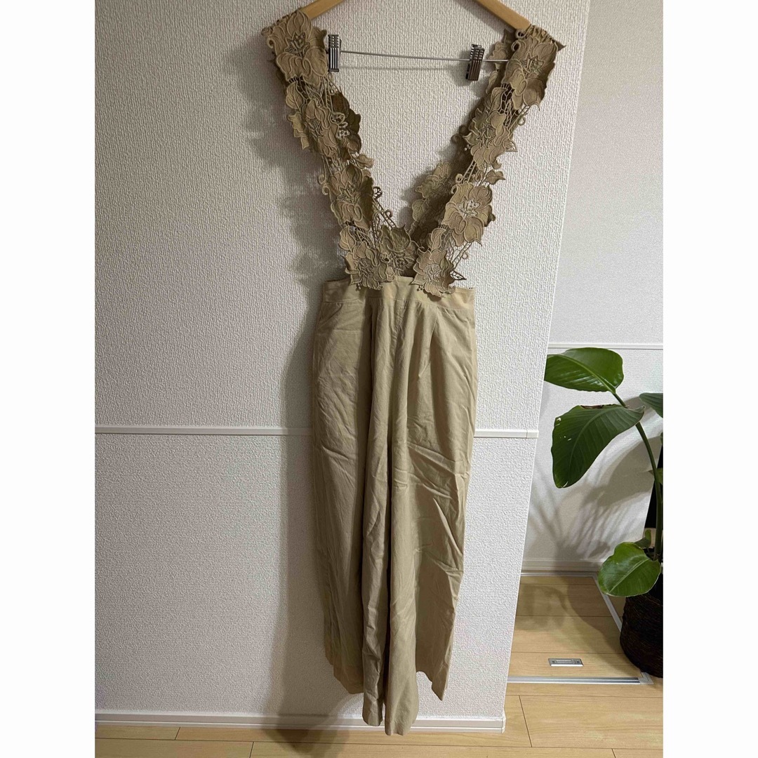 AMERI vintage モチーフレースサスペンダーパンツ