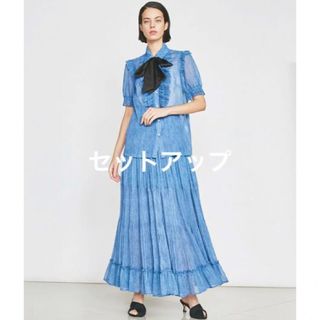 ダブルスタンダードクロージング(DOUBLE STANDARD CLOTHING)のDSC / デニムプリントシフォンブラウス スカート(ロングスカート)