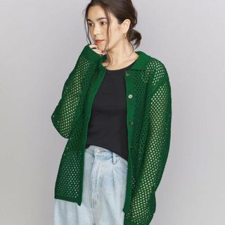 ビューティアンドユースユナイテッドアローズ(BEAUTY&YOUTH UNITED ARROWS)の【特別価格】Beauty & youth グリーン　メッシュ　カーディガン(カーディガン)