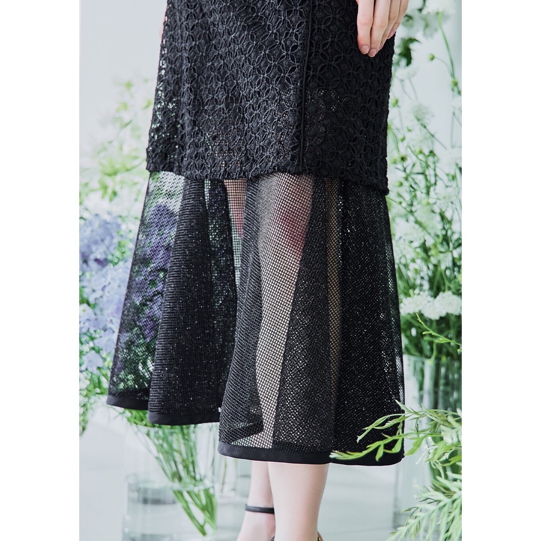 Riu Chemical lace piping dress ブラック