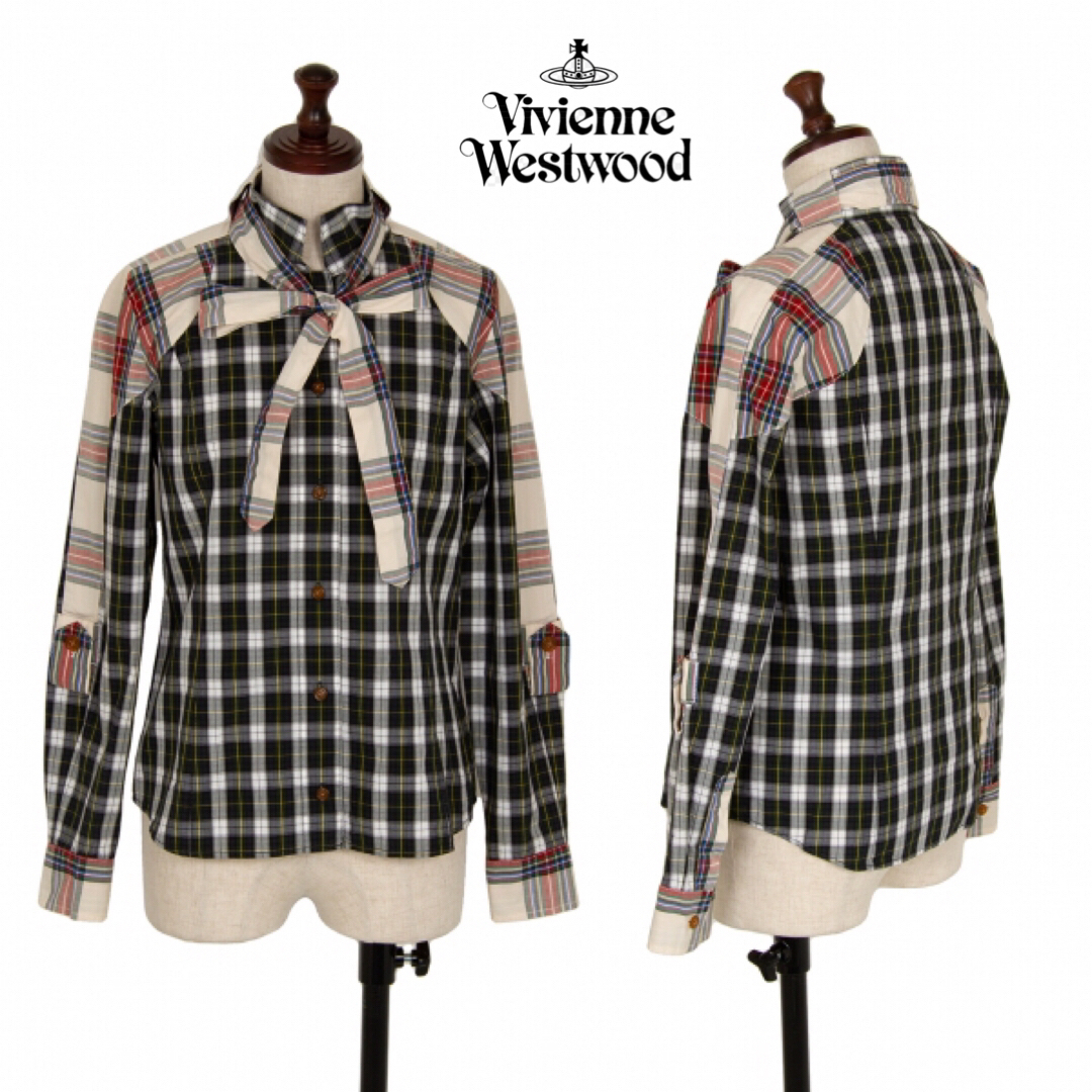 Vivienne Westwood REDLABEL チェック切替リボンブラウス