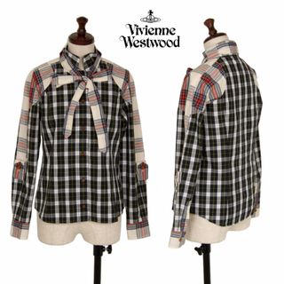 ヴィヴィアンウエストウッド(Vivienne Westwood)のVivienne Westwood REDLABEL チェック切替リボンブラウス(シャツ/ブラウス(長袖/七分))