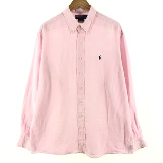 ラルフローレン(Ralph Lauren)の古着 ラルフローレン Ralph Lauren POLO by Ralph Lauren ELLINGTON 長袖 リネン ボタンダウンシャツ メンズXL /eaa359398(シャツ)