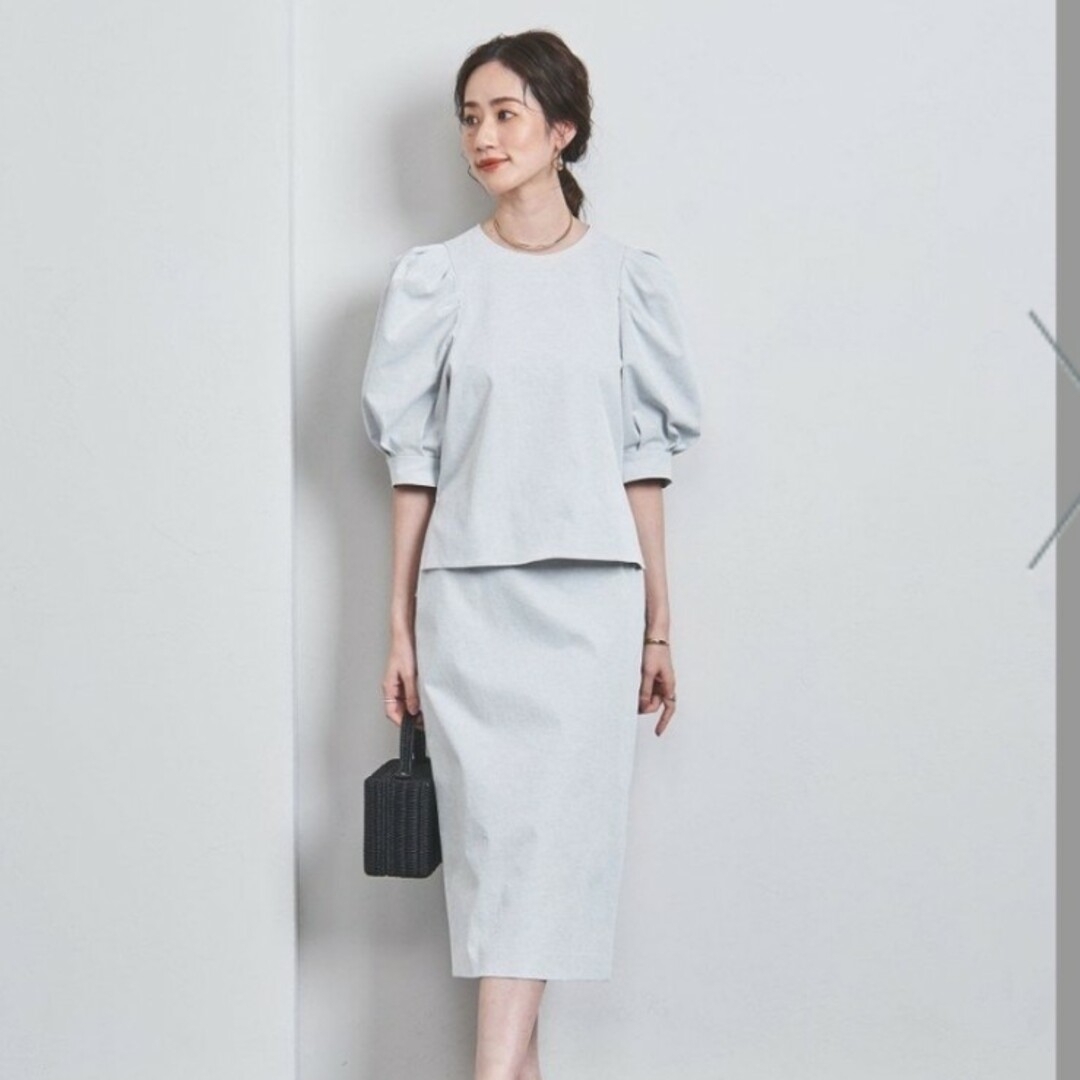 UNITED ARROWS RIRANCHA ギャザー ブラウス ライトグレー