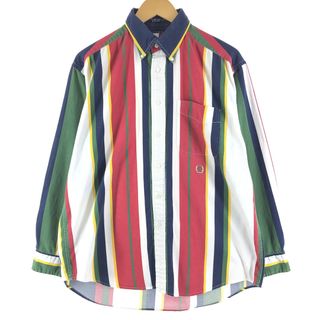 トミーヒルフィガー(TOMMY HILFIGER)の古着 90年代 トミーヒルフィガー TOMMY HILFIGER マルチストライプ 長袖 ボタンダウンストライプシャツ メンズL ヴィンテージ /eaa360935(シャツ)