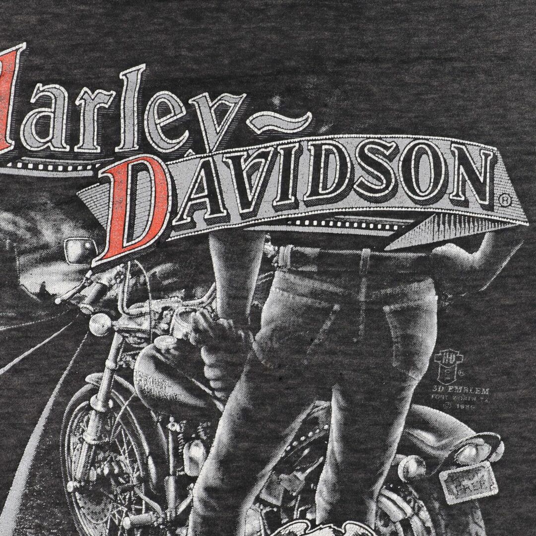 80年代 ハーレーダビッドソン Harley-Davidson 3D EMBLEM 袖カットオフ 両面プリント モーターサイクル バイクTシャツ メンズM ヴィンテージ /eaa325067