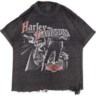 80年代 ハーレーダビッドソン Harley-Davidson 3D EMBLEM 袖カットオフ 両面プリント モーターサイクル バイクTシャツ メンズM ヴィンテージ /eaa325067