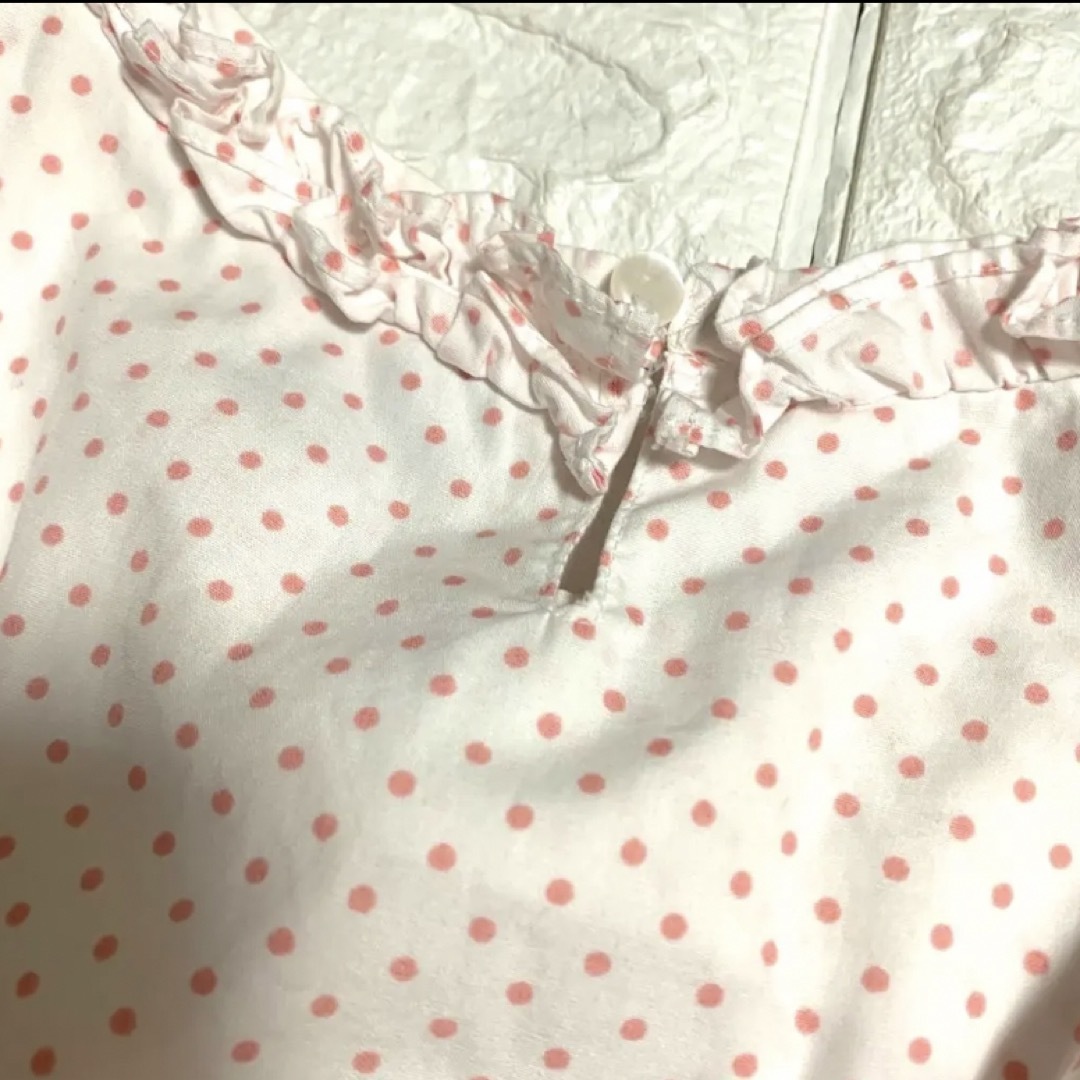 Petite fleur(プチフルール)の美品　130 プチフルール　ピンクのドットワンピース キッズ/ベビー/マタニティのキッズ服女の子用(90cm~)(ワンピース)の商品写真