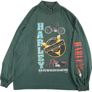 ハーレーダビッドソン(Harley Davidson)の古着 ハーレーダビッドソン Harley-Davidson 袖プリント ハイネック ロングTシャツ ロンT USA製 メンズXXL /eaa359440(Tシャツ/カットソー(半袖/袖なし))