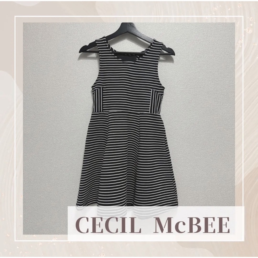 CECIL McBEE(セシルマクビー)のCECIL McBEE ボーダー ワンピース フレア 袖なし レディースのワンピース(ひざ丈ワンピース)の商品写真