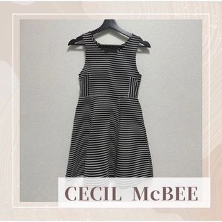 セシルマクビー(CECIL McBEE)のCECIL McBEE ボーダー ワンピース フレア 袖なし(ひざ丈ワンピース)