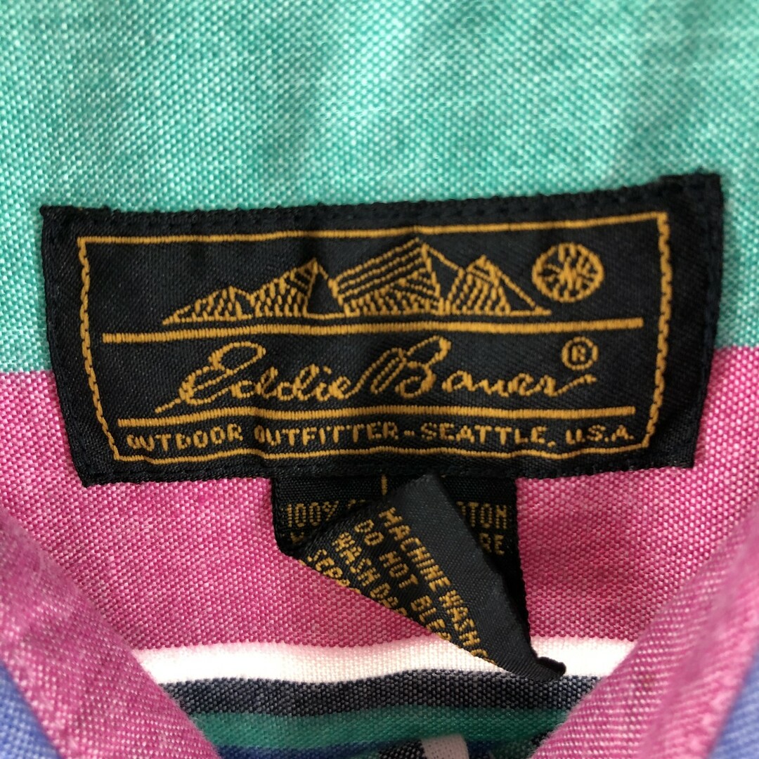 80~90年代 エディーバウアー Eddie Bauer マルチストライプ 半袖 ストライプシャツ メンズXL ヴィンテージ /eaa331260